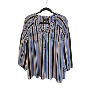 A.N.A Blouse – Size XXL – Multicolor Striped Lightweight - Boho Relaxed Fit
